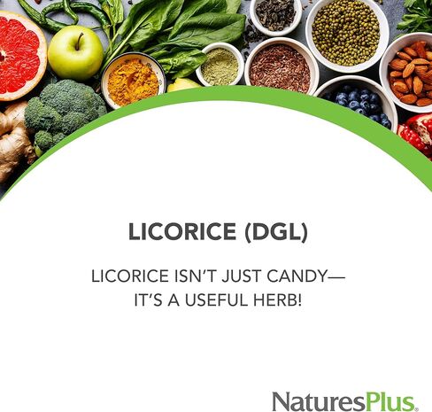كبسولات عرق السوس العشبية (DGL) من NaturesPlus - 500 مجم، 60 مكمل نباتي - نباتي، خالي من الغلوتين - 60 وجبة in Kuwait