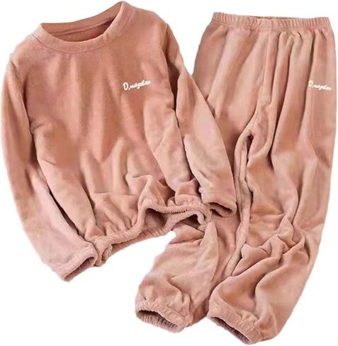 JiXiang Womens Flannel Pajamas Sets Warm Winter Fuzzy Fleece Loungewear Soft Cozy Long Sleeve Tops and Pants 2 Piece Pjs Sets in Saudi Arabia