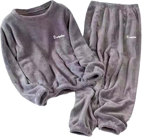 JiXiang Womens Flannel Pajamas Sets Warm Winter Fuzzy Fleece Loungewear Soft Cozy Long Sleeve Tops and Pants 2 Piece Pjs Sets in Saudi Arabia