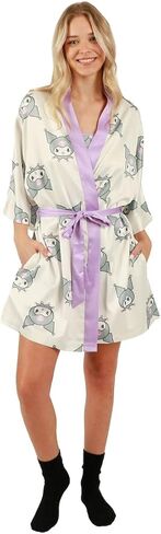 Bioworld Juniors Kuromi Sleepwear Set: Robe, Cami, and Sleep Shorts in Saudi Arabia