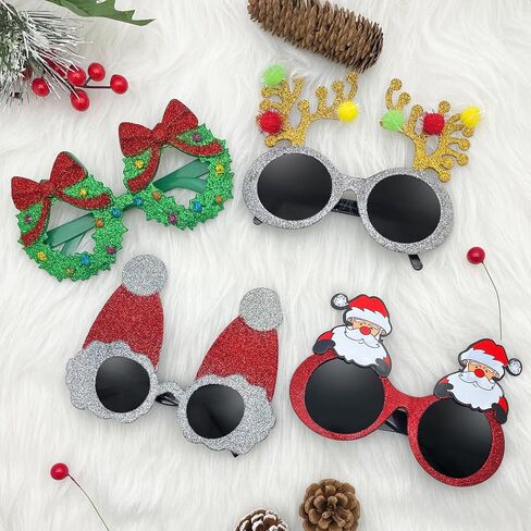 Pibupibu 8 Pack Merry Christmas Party Favors Funny Eyeglasses Set, Christmas Tree, Garland, Santa Claus, Elk, Snowman Eyewear in Saudi Arabia