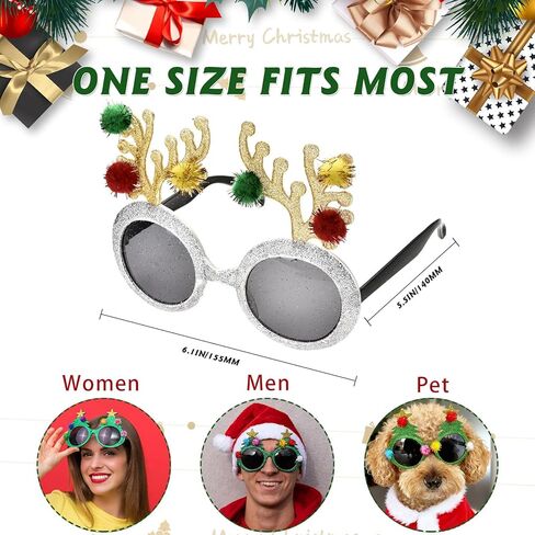 Pibupibu 8 Pack Merry Christmas Party Favors Funny Eyeglasses Set, Christmas Tree, Garland, Santa Claus, Elk, Snowman Eyewear in Saudi Arabia