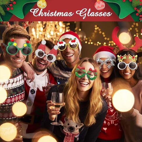 Pibupibu 8 Pack Merry Christmas Party Favors Funny Eyeglasses Set, Christmas Tree, Garland, Santa Claus, Elk, Snowman Eyewear in Saudi Arabia