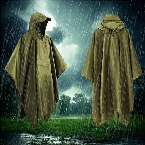 Rain Poncho Waterproof Hooded Rain Poncho with Pocket Waterproof Lightweight Coat Unisex Raincoat for Men Women(Color 2) in Saudi Arabia