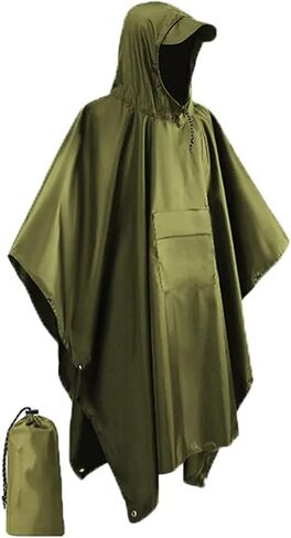 Rain Poncho Waterproof Hooded Rain Poncho with Pocket Waterproof Lightweight Coat Unisex Raincoat for Men Women(Green) in Saudi Arabia