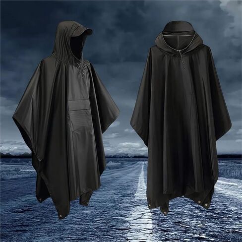 Rain Poncho Waterproof Hooded Rain Poncho with Pocket Waterproof Lightweight Coat Unisex Raincoat for Men Women(Green) in Saudi Arabia