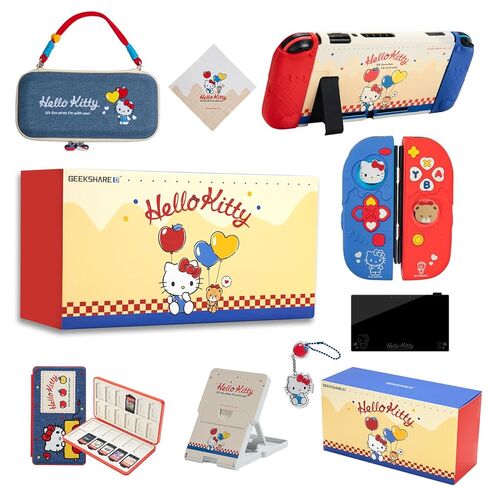 Kuitmor Switch Accessories Bundle for Switch OLED:Carrying Case,Protective Case,Game Card Case,Screen Protector,Playstand,Thumb Grip Caps and More(11 in 1) in Kuwait