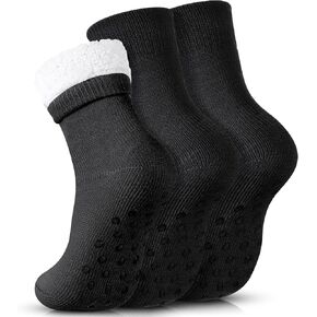 3 Pairs Mens Fuzzy Slipper Socks Winter Cozy Non Slip Fleece Lined Warm Soft Home Thermal Socks Valentine Gift in Saudi Arabia