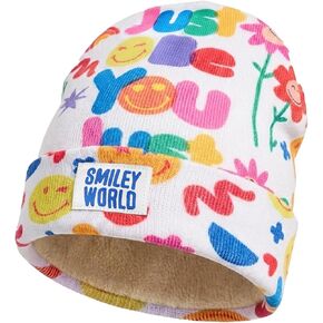 قبعة شتوية للأطفال من SMILEYWORLD للأولاد والبنات من عمر 3 إلى 16 عامًا، قبعة شتوية مبطنة بالصوف، قبعة محبوكة قابلة للتمدد للأطفال والشباب، باللون الأبيض in Saudi Arabia