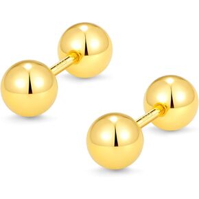 S925 Balls Stud Earrings with Screw Backs|14K Gold Plated S925 Hypoallergenic| Two Balls Studs for Men and Women |Ear Healing|Helix Cartilage Earlobe|Sleep Wear in Saudi Arabia