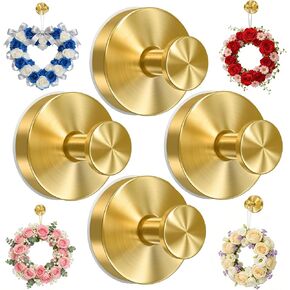 4 قطع شماعة إكليل لإطار الباب، شماعات إكليل للباب الأمامي، خطافات أكواب شفط جديدة بدون حفر لأكاليل الباب، حامل قابل لإعادة الاستخدام لباب النافذة الزجاجية في عيد الحب، يوم الزفاف، عيد الميلاد (ذهبي) in Kuwait