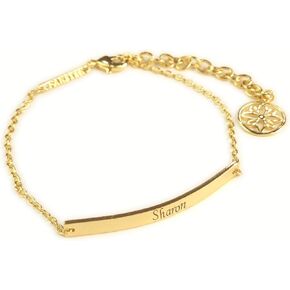 16K Gold Name Bar Engraved Bracelet, Handmade Plated gold jewelry for Women, Personalized gift Gold Plated bar, Mother's Day Gift, Friendship, Wedding Jewelry, in Saudi Arabia