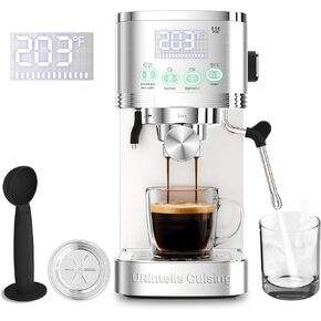 Espresso Machine, 20 Bar LED Display Espresso Maker with Steam Milk Frother for Americano Cappuccino Latte, Espresso Coffee Machines with ESE Pod Filter, Gift for Dad Mom in Kuwait