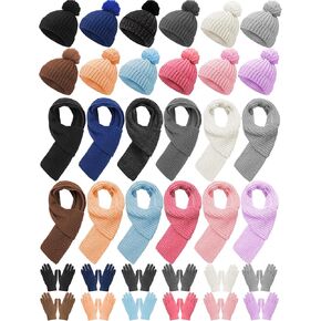 JaGely Kids قبعة الشتاء قفازات وشاح مجموعة متماسكة بوم قبعة صغيرة قفازات الأوشحة مجموعة الشتاء الدافئة لمدة 5-10 بنين بنات الطقس البارد in Kuwait