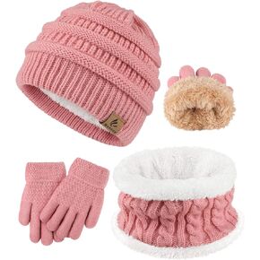 3 قطعة قبعة الشتاء الاطفال وشاح قفازات مجموعة بنين بنات سميكة الدافئة قبعة صغيرة محبوك الرقبة أدفأ قفازات صوف مبطنة in Kuwait