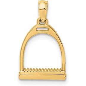 14K Yellow Gold 3D Large Horse Stirrup High Polish Pendant in Saudi Arabia