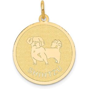 Solid 14K Yellow Gold Shih Tzu Disc Charm (0.79 x 1.02 Inches) in Saudi Arabia