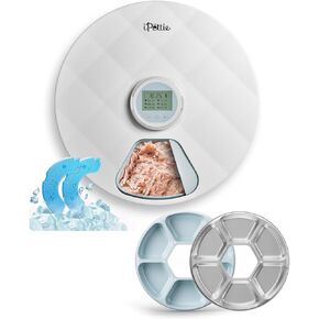 Brioche Automatic Wet Food Feeder for Pets - True 6-Meal Cordless Fresh Can Dispenser with Two Ice Packs, Perfect for Newborn Senior Sick Cats and Small Dogs in Kuwait