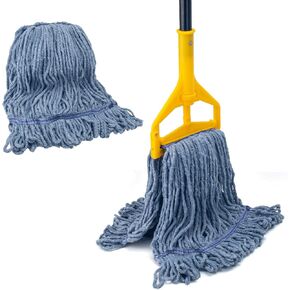 KeFanta 60 Inch Loop-End String Mop Heavy Duty Commercial Mops for Floor Cleaning,Industrial Cotton Wet Mop with Extra Mop Head Replacement(Green) in Kuwait