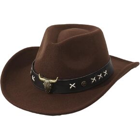 Vintage Western Cowboy Hat for Men Women,Wide Brim Stylish Cowboy Hat for Men & Women,Accessories Outdoor Sun Hat(Brown) ﻿ in Saudi Arabia