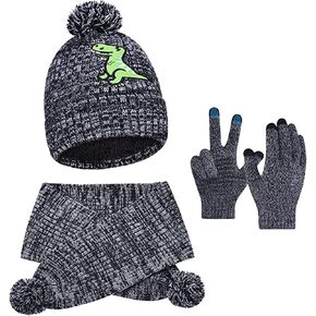 Winter Beanie Hat Scart Gloves Set Toddler Fleece Lined Gloves Neck Warmer Winter Beanie Hat 4-12 Years in Kuwait