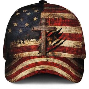 قبعات مسيحية للرجال، قبعة يسوع، قبعة الإيمان مع العلم الأمريكي، قبعات متقاطعة للرجال in Kuwait