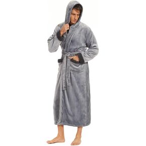 رداء بغطاء للرأس للرجال من iniber، أرواب قطيفة ناعمة خفيفة الوزن للرجال، رداء حمام رجالي طويل دافئ من الصوف مع جيوب in Kuwait