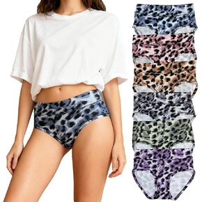 مجموعة من 6 سراويل داخلية نسائية من حرير الحليب عالية الخصر - طباعة جلد الفهد مقاسات كبيرة in Kuwait