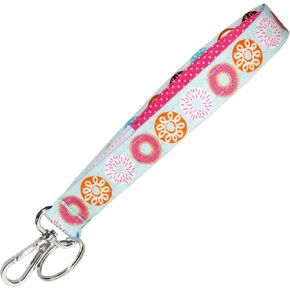 Blue Donuts Keychain - Cute Doughnuts Key Fob Strap - 3/4 Inch Wide - 6 Inch Loop - Blue & Brown Key Chain - Purse or Wallet Strap - Handmade by Green Acorn Kitchen in Kuwait