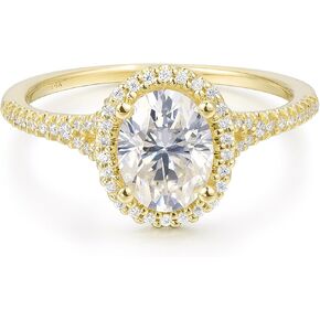 14K Gold 1.5ct Oval Cut Moissanite Engagement Ring Halo Split Shank Engagement Rings in Kuwait