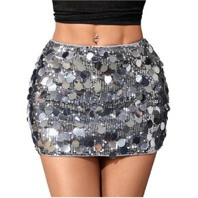 تنورة SweatyRocks النسائية ذات الترتر اللامع، تنورة صغيرة لامعة Y2k Night Out Party Club Bodycon in Kuwait