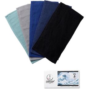 Hokusai Handkerchief – Regular Size 10"x10", 100% Cotton, French Twill/Terry Weave, Soft & Absorbent in Saudi Arabia