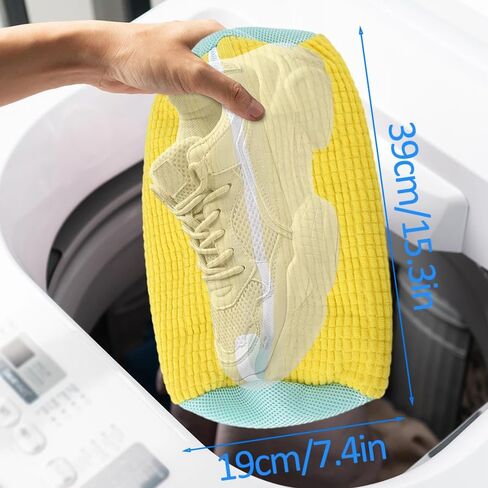 Shoe Washing Machine Bag, Shoe Laundry Bag for Washer and Dryer,360 Degrees Wrap-Around Cleaning,Reusable,Durable Zipper(2 PCS washing bag and 3 Pcs shoe bags(SML)) (Gray) in Saudi Arabia