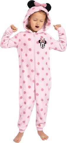 Disney Minnie Mouse Onesie, Girls Onesie With Minnie Mouse Ears And Bow, Fleece Girls Pajamas in Kuwait