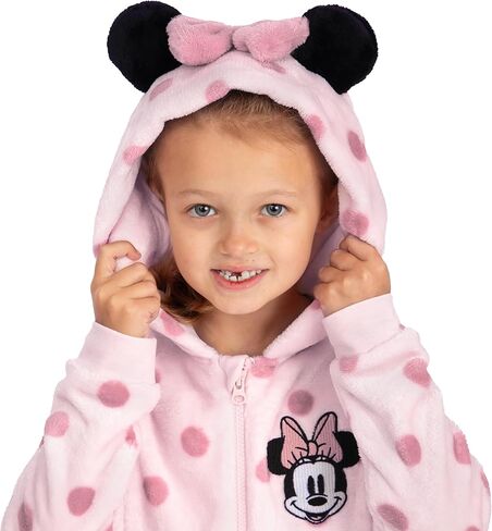 Disney Minnie Mouse Onesie, Girls Onesie With Minnie Mouse Ears And Bow, Fleece Girls Pajamas in Kuwait