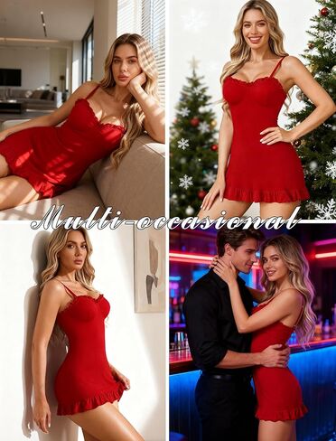 Avidlove Lingerie for Women Sexy Nightgown Babydoll Sleepwear Dress Ruffle Full Slip Modal Bodycon Chemise Nighties S-XXL in Saudi Arabia