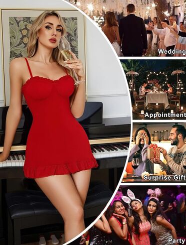 Avidlove Lingerie for Women Sexy Nightgown Babydoll Sleepwear Dress Ruffle Full Slip Modal Bodycon Chemise Nighties S-XXL in Saudi Arabia