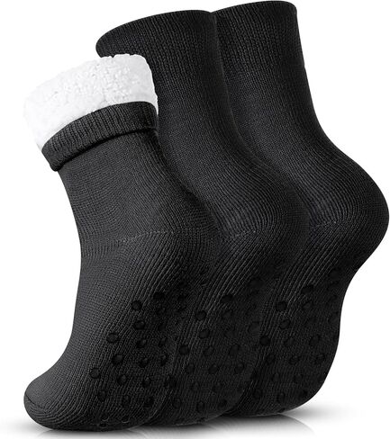 3 Pairs Mens Fuzzy Slipper Socks Winter Cozy Non Slip Fleece Lined Warm Soft Home Thermal Socks Valentine Gift in Saudi Arabia