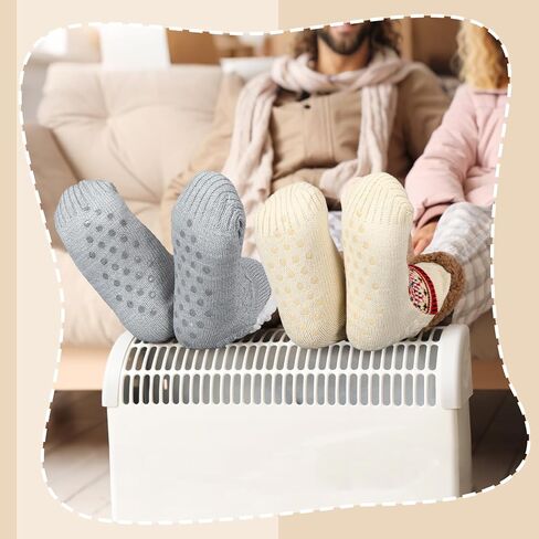 Mepase 6 Pairs Fuzzy Slipper Socks for Men Women Fuzzy Socks with Grip Winter Warm Fluffy Floor Stocking for Christmas Gifts in Saudi Arabia
