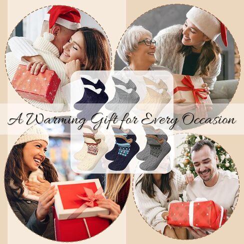 Mepase 6 Pairs Fuzzy Slipper Socks for Men Women Fuzzy Socks with Grip Winter Warm Fluffy Floor Stocking for Christmas Gifts in Saudi Arabia
