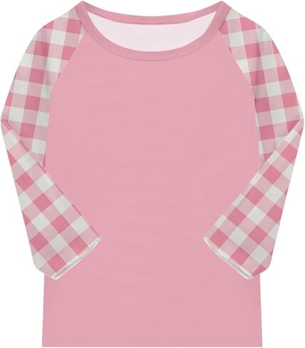 Shirts for Girls 3/4 Sleeve Crew Neck Graphic Blouses Cute Three Quarter Sleeve Tops Summer Curved Hem Kids Clothes in Saudi Arabia