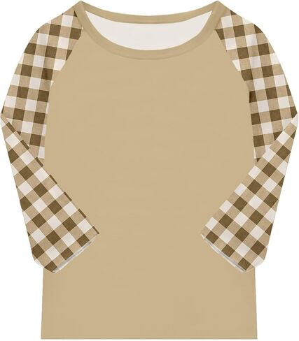 Shirts for Girls 3/4 Sleeve Crew Neck Graphic Blouses Cute Three Quarter Sleeve Tops Summer Curved Hem Kids Clothes in Saudi Arabia