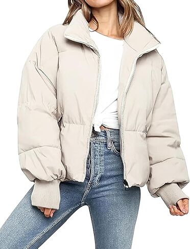 PEHMEA Women's Winter Cropped Puffer Jacket Coat, Warm Short Quilted Jackets Outerwear with Pockets 2025 in Saudi Arabia