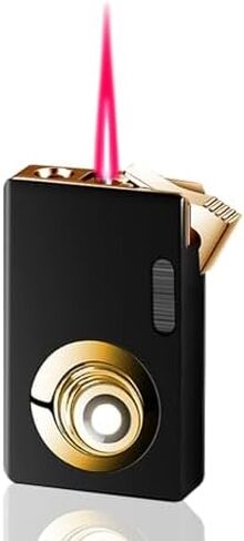 ولاعة لهب ناعمة ورائعة، ولاعة شعلة نفاثة، ولاعة ضوء LED، ولاعة غاز البيوتان مع نافذة مرئية، ولاعة لهب أحمر مقاومة للرياح، ولاعة غاز البوتان قابلة لإعادة الملء، ولاعة فريدة للرجال (بدون غاز) (أصفر وردي) in Kuwait