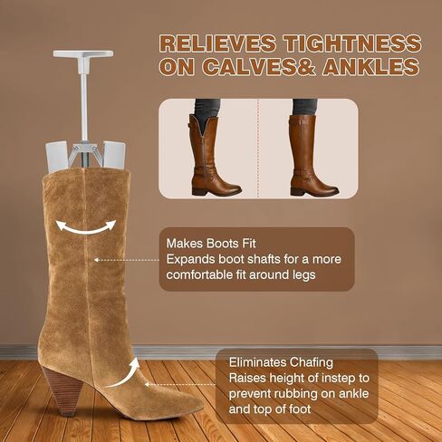 نقالة ربلة الساق، نقالة عمود الحذاء الاحترافية - سبائك الألومنيوم شديدة التحمل، مثالية لأحذية الساق الواسعة والجلد وأحذية رعاة البقر، وتخفف من ضيق الحذاء على الكاحل والساق in Kuwait