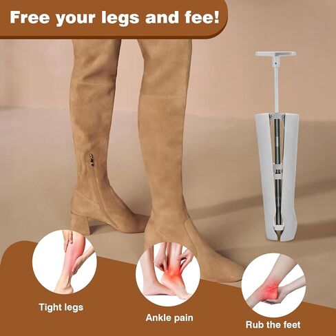 نقالة ربلة الساق، نقالة عمود الحذاء الاحترافية - سبائك الألومنيوم شديدة التحمل، مثالية لأحذية الساق الواسعة والجلد وأحذية رعاة البقر، وتخفف من ضيق الحذاء على الكاحل والساق in Kuwait