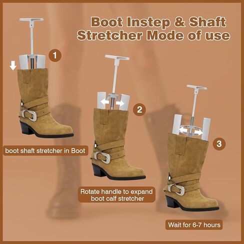 نقالة ربلة الساق، نقالة عمود الحذاء الاحترافية - سبائك الألومنيوم شديدة التحمل، مثالية لأحذية الساق الواسعة والجلد وأحذية رعاة البقر، وتخفف من ضيق الحذاء على الكاحل والساق in Kuwait