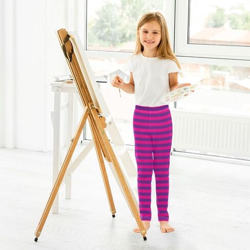 Girls Striped Leggings for Kids Colorful Printed Long Pant Bottoms Stretch and Soft in Saudi Arabia