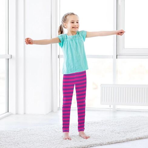 Girls Striped Leggings for Kids Colorful Printed Long Pant Bottoms Stretch and Soft in Saudi Arabia