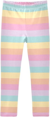 Girls Striped Leggings for Kids Colorful Printed Long Pant Bottoms Stretch and Soft in Saudi Arabia